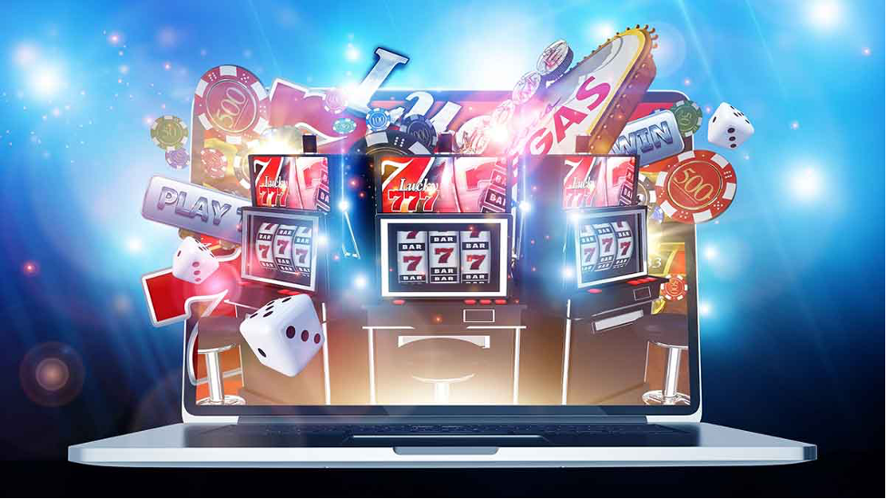 A laptop with online slots casino games for you to win big.